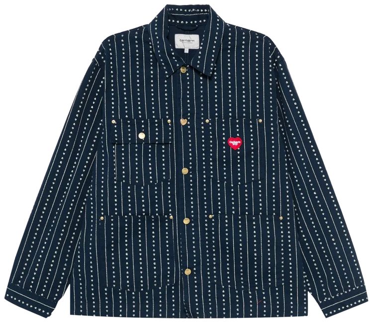 Carhartt WIP Drewe Chore Coat InkNatural Heart C Pinstripe