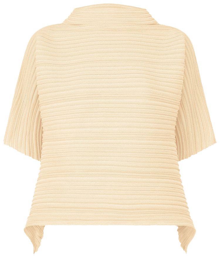 Pleats Please Issey Miyake Sheer Bounce Knit Shirt Sand Beige