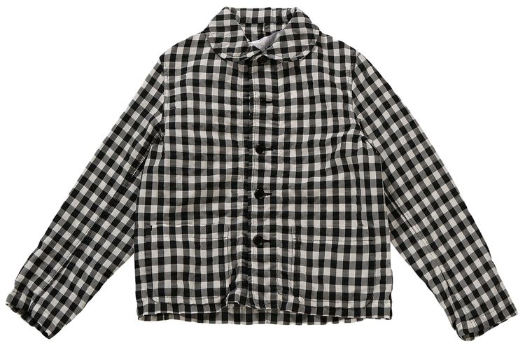 Tao Comme des Garcons Checkered Notch Lapel Single Breasted Short Coat BlackWhite