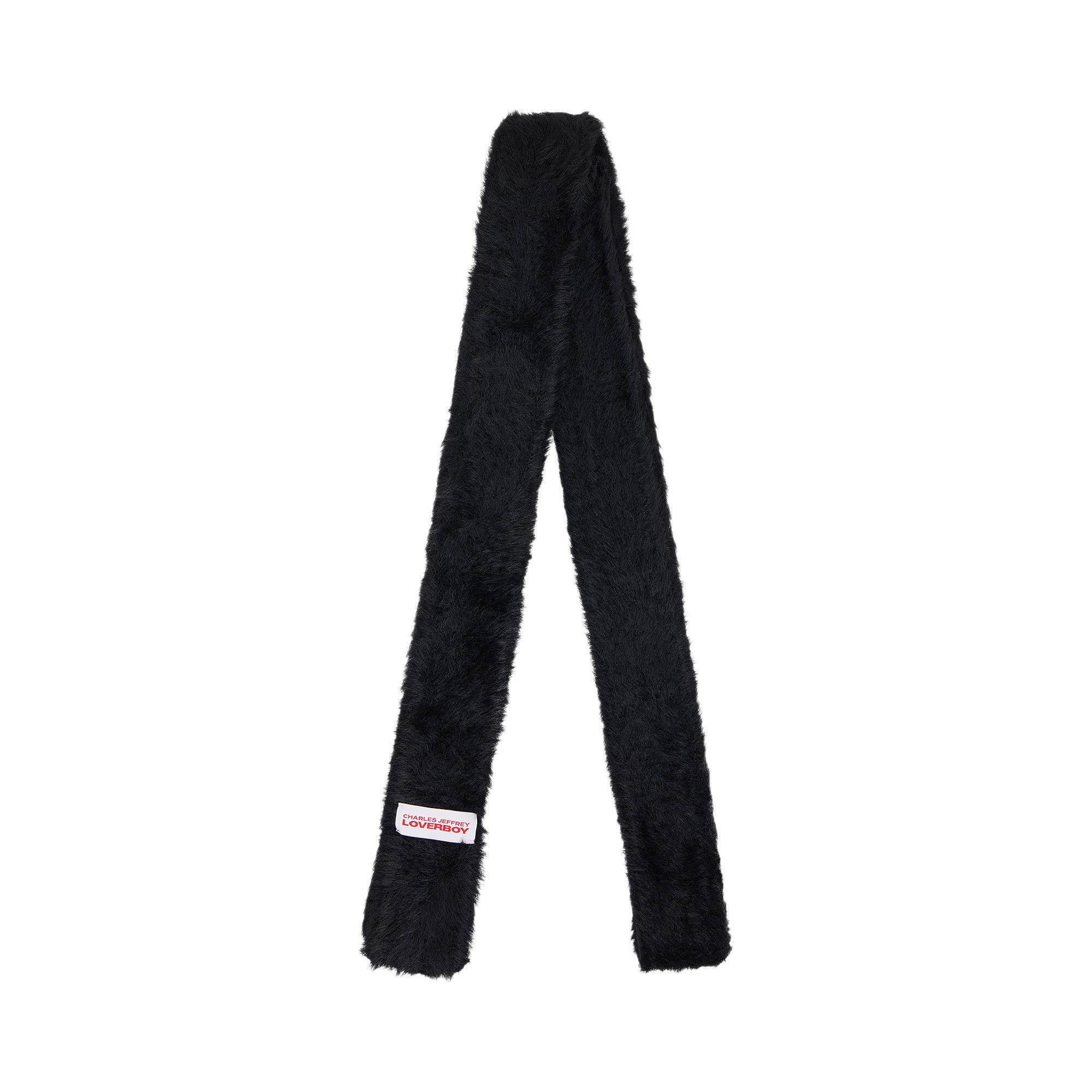 Buy Charles Jeffrey Loverboy Fluffy Skinny Scarf 'Black