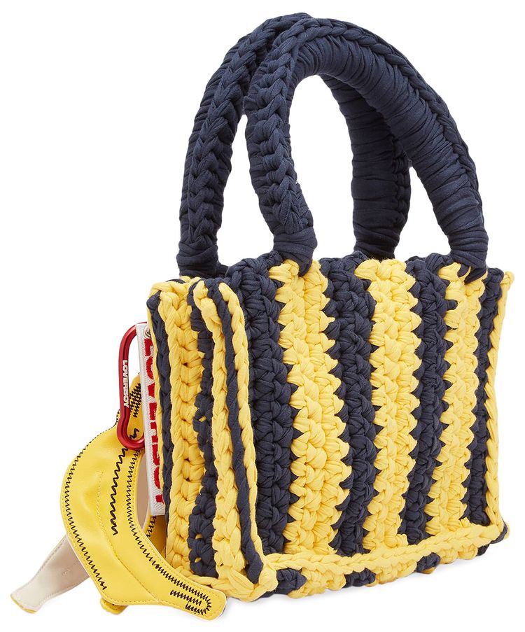 Charles Jeffrey Loverboy Knitted Bucket Bag NavyYellow