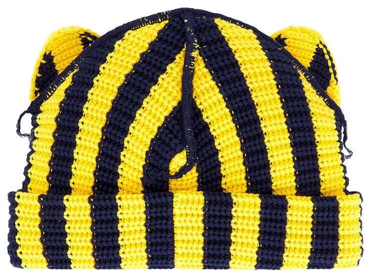 Charles Jeffrey Loverboy Chunky Ears Beanie YellowNavy Stripe