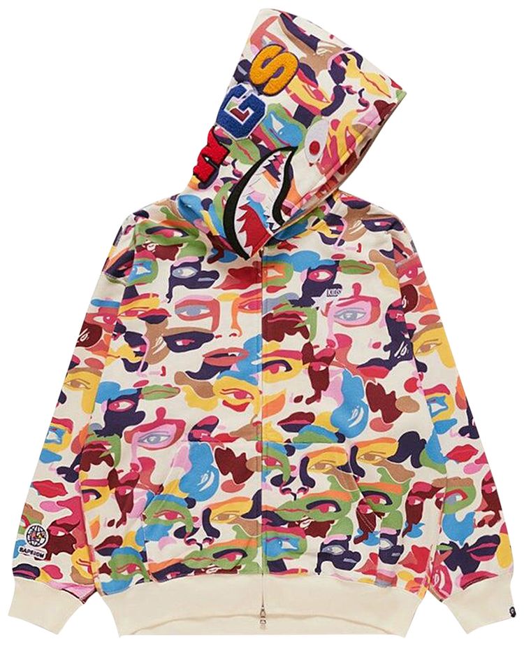 BAPE x KidSuper Camo Shark Full Zip Hoodie Multicolor