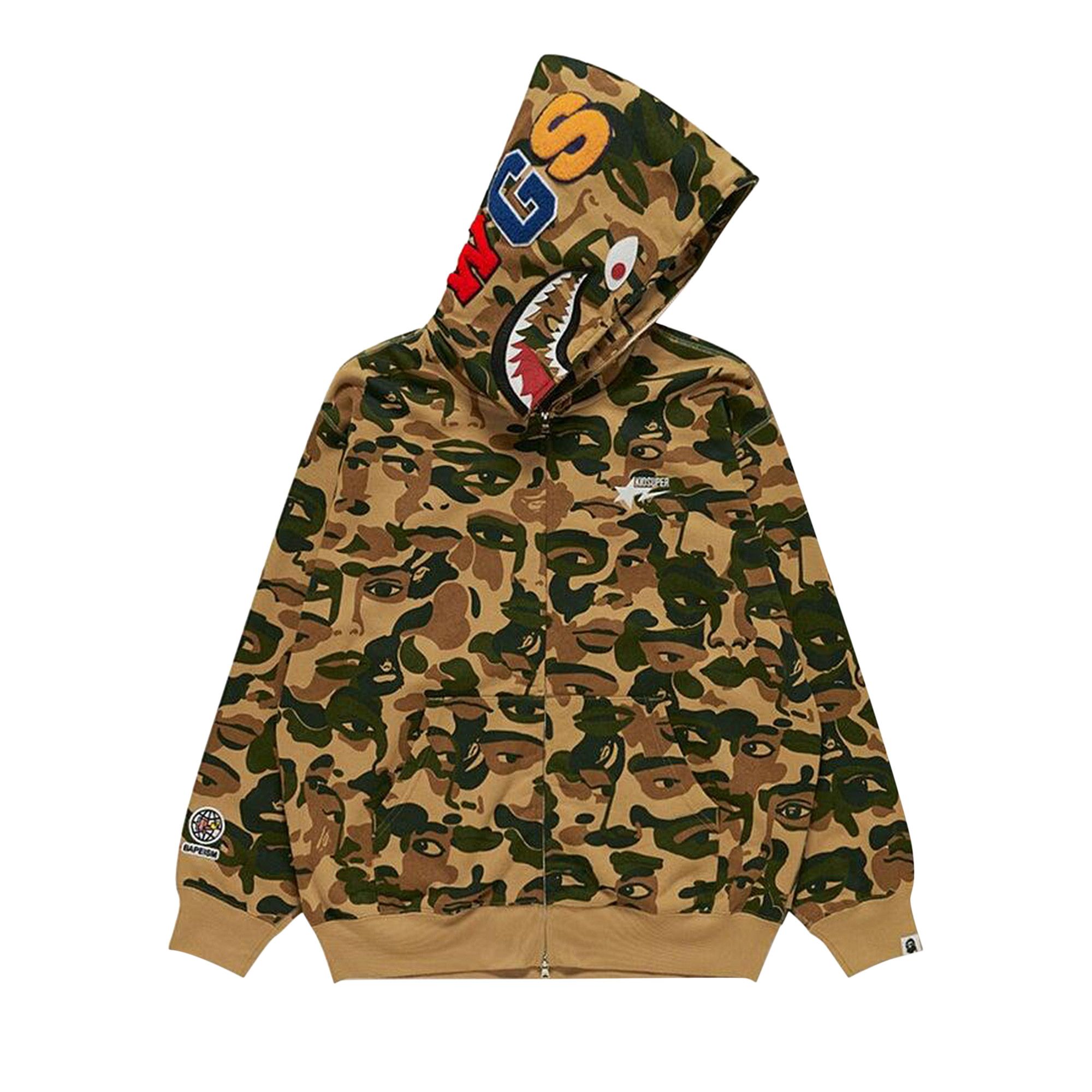 Buy BAPE x KidSuper Camo Shark Full Zip Hoodie 'Green