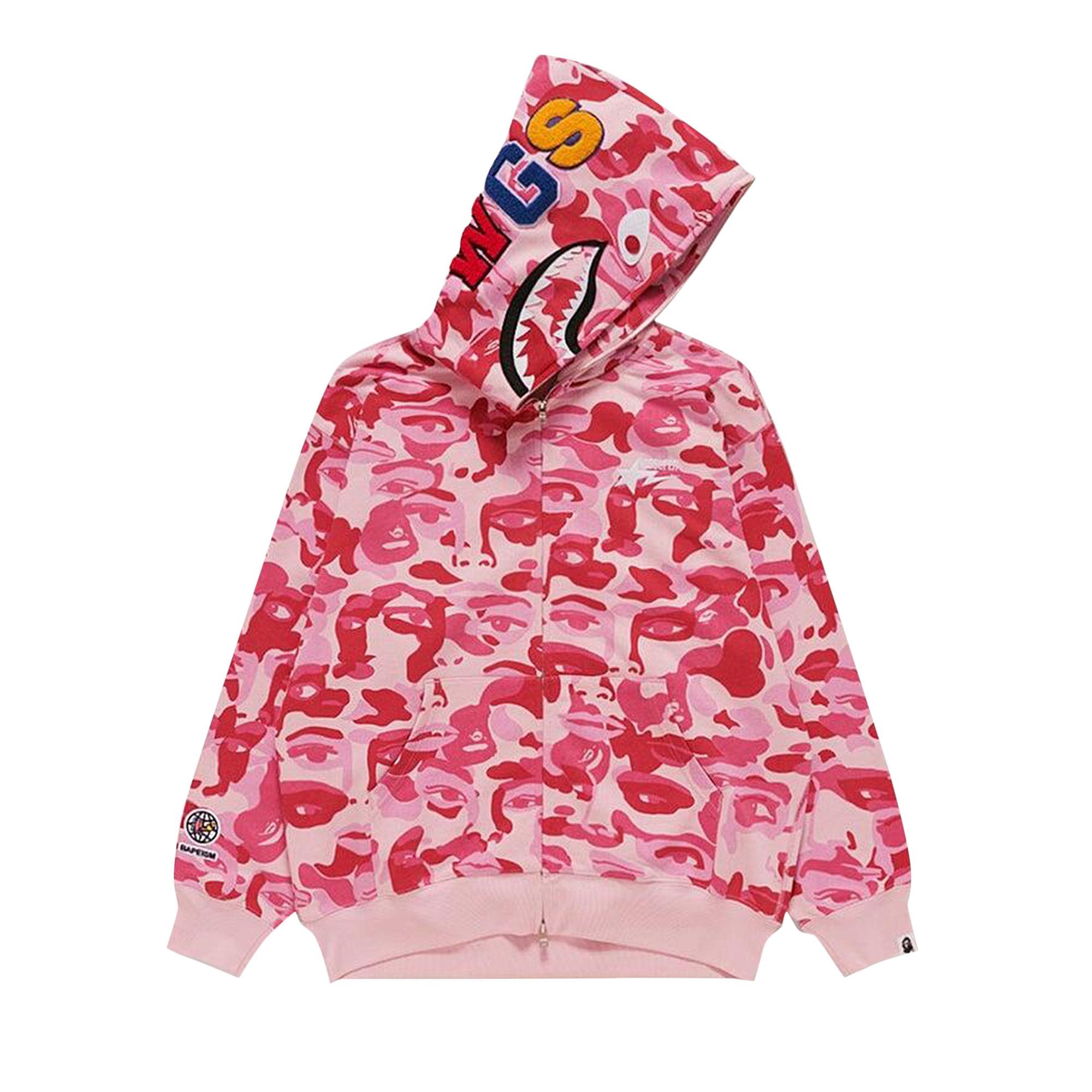 Buy BAPE x KidSuper Camo Shark Full Zip Hoodie 'Pink' - 1L23 115