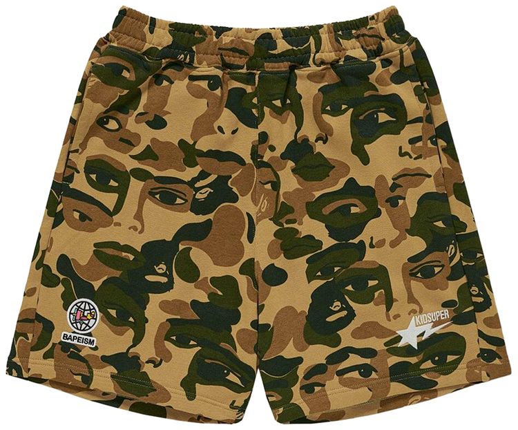 BAPE x KidSuper Camo Sweat Shorts Green
