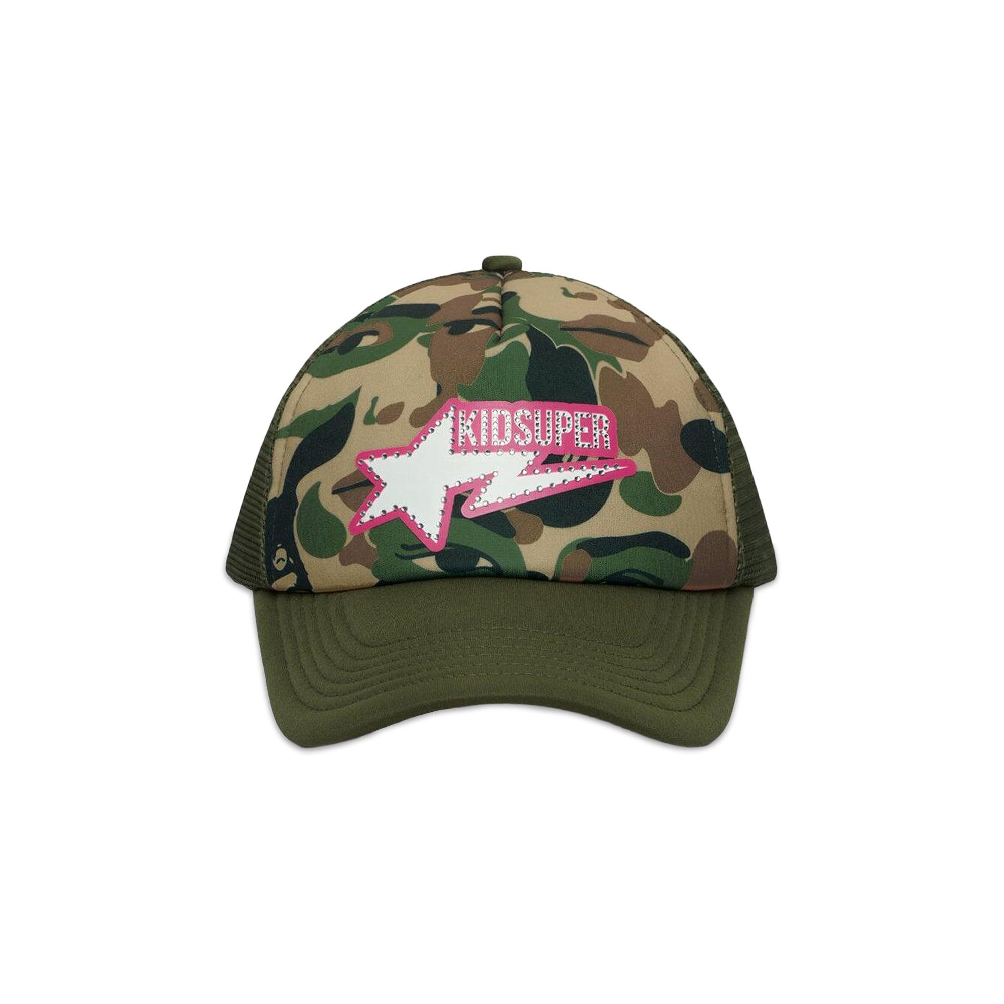 【アウトレット☆送料無料】 Buy BAPE x KidSuper Bape Sta Logo Rhinestone Trucker Cap 帽子