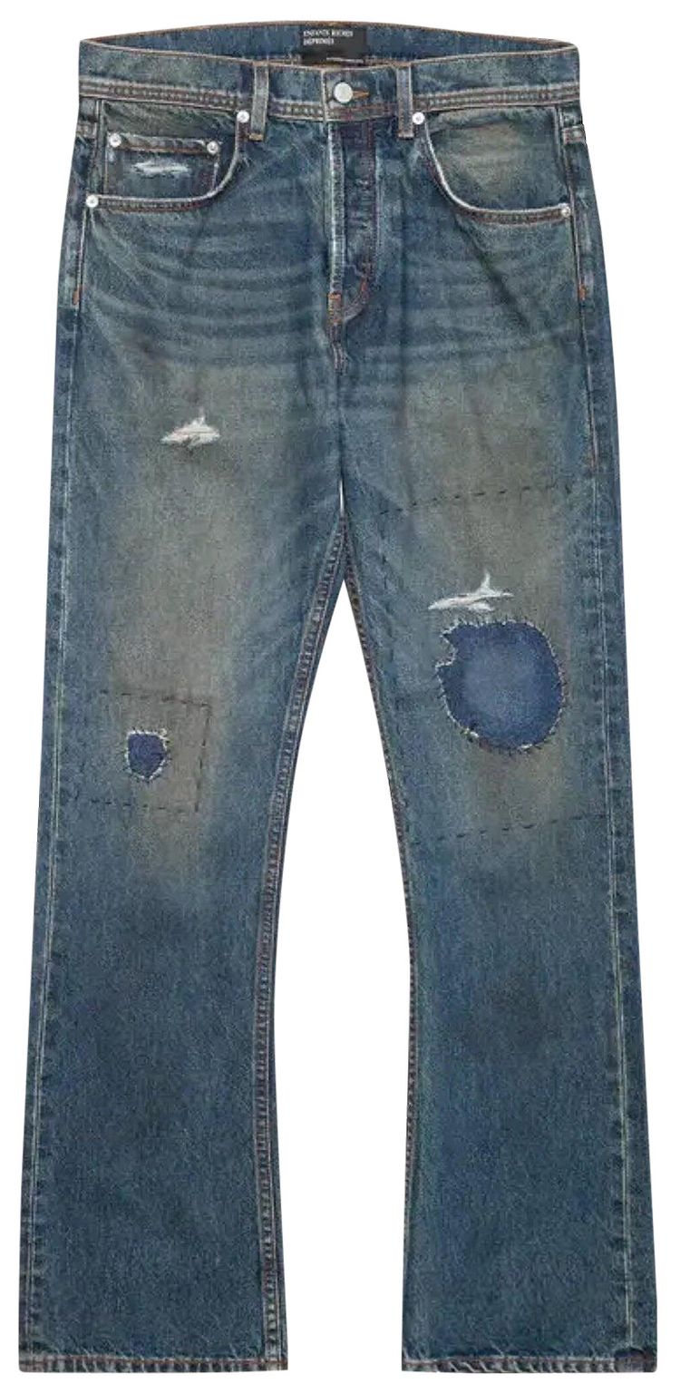 Enfants Riches Deprimes Thrashed Flare Jeans Blue