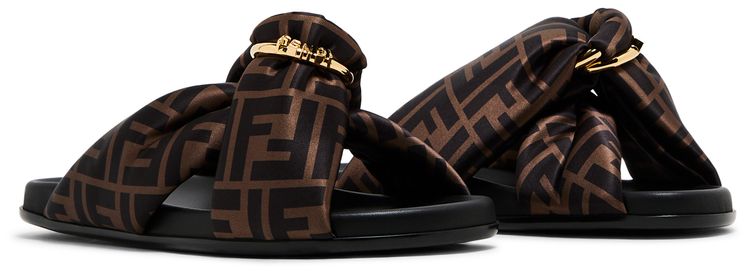 Fendi Wmns Feel FF Satin Slide Brown