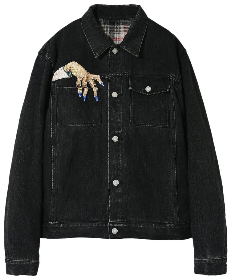 Undercover Bead Embroidered Denim Jacket Black