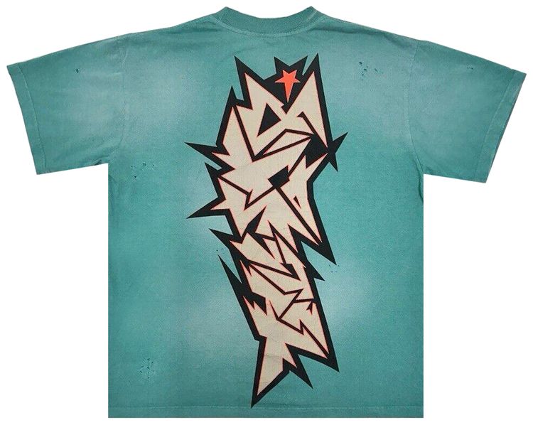 Hellstar Crack Print T Shirt Green