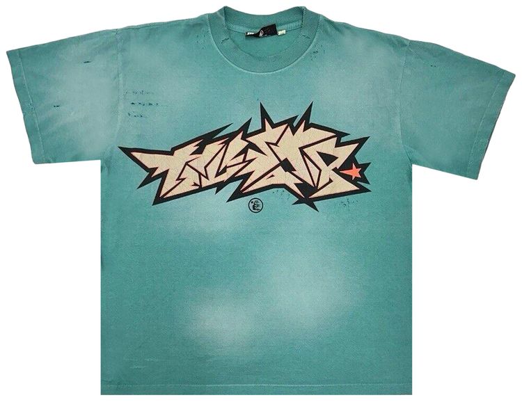 Hellstar Crack Print T Shirt Green