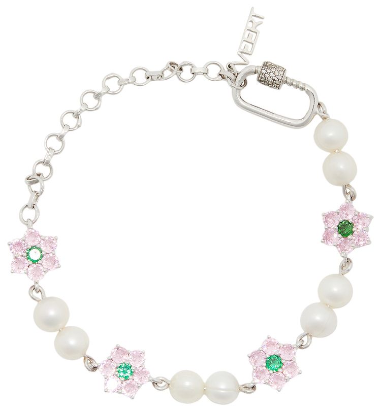 VEERT Macro Flower Freshwater Pearl Bracelet White Gold