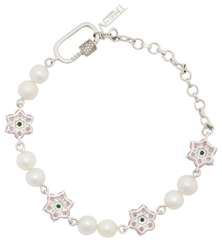 VEERT Macro Flower Freshwater Pearl Bracelet White Gold