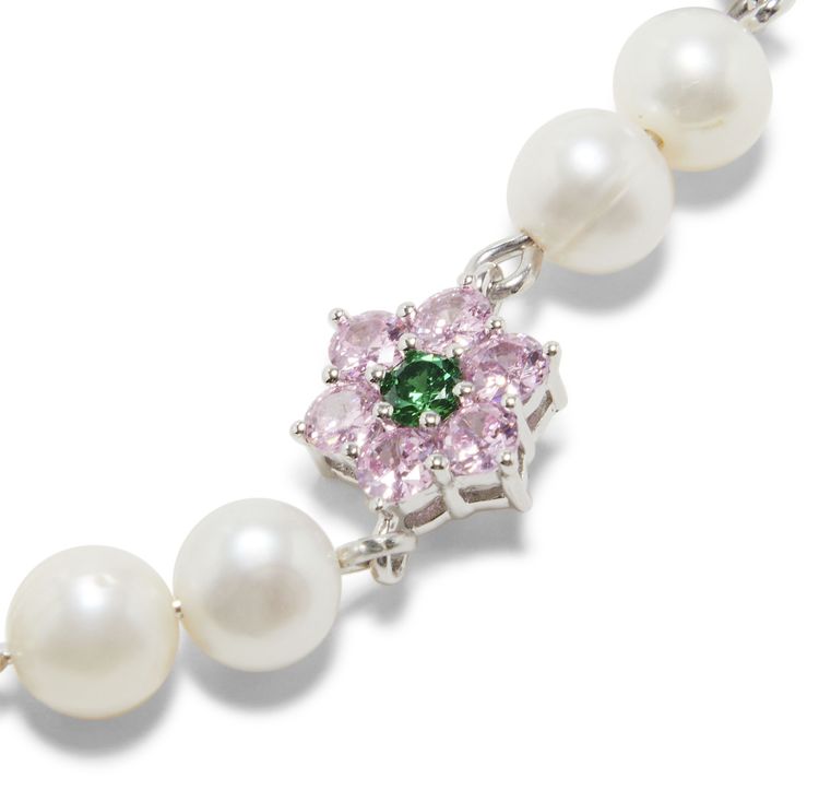 VEERT Macro Flower Freshwater Pearl Bracelet White Gold