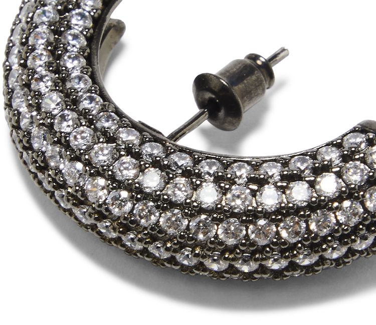 Panconesi Half Moon Crystal Hoops Silver