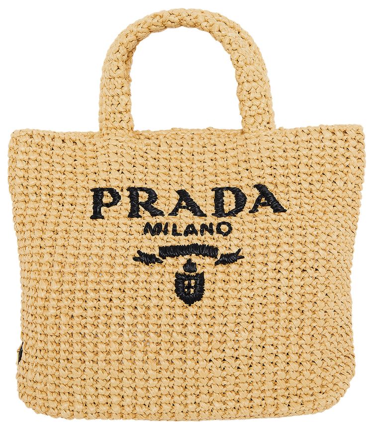 Prada Small Crochet Tote Bag Natural