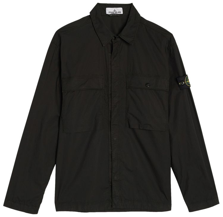 Stone Island Compass Patch Logo Overshirt Black