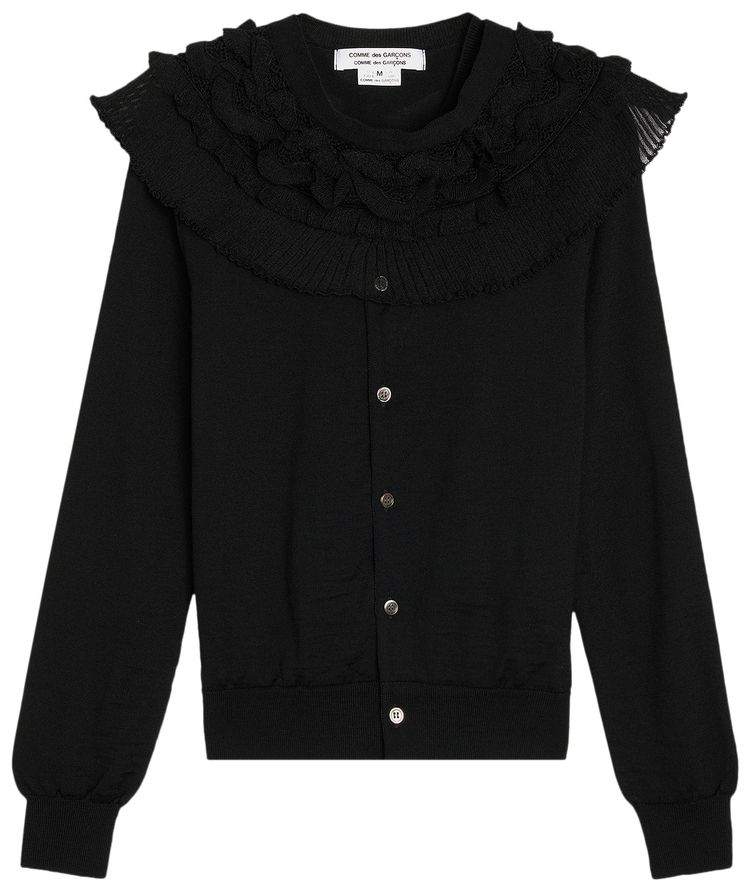 Comme des Garcons Wool Jersey Detachable Collar Cardigan Black
