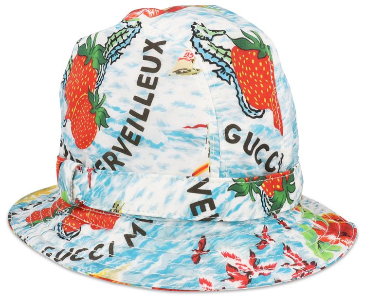 Gucci Kids Printed Bucket Hat Light BlueRedMulticolor
