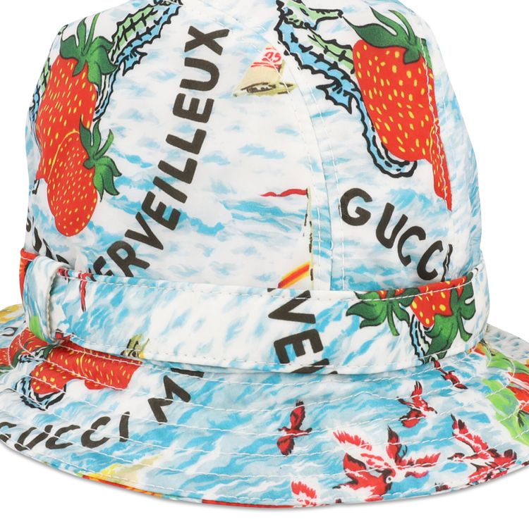 Gucci Kids Printed Bucket Hat Light BlueRedMulticolor