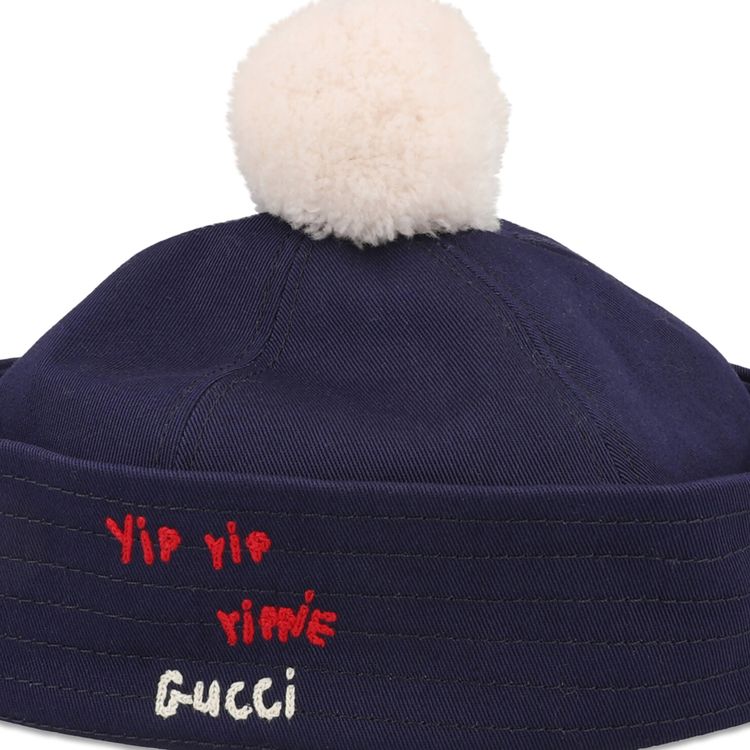 Gucci Kids Embroidered Sailor Hat Blue