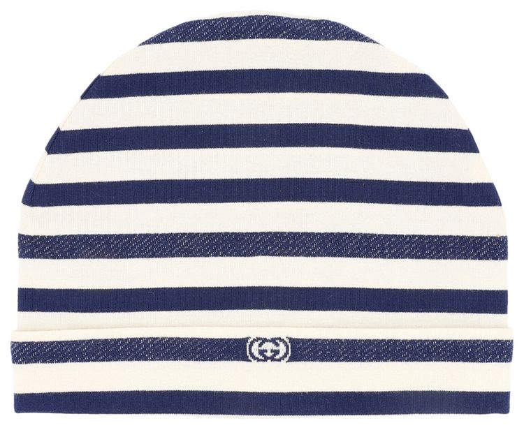 Gucci Kids Striped Knit Beanie IvoryBlue
