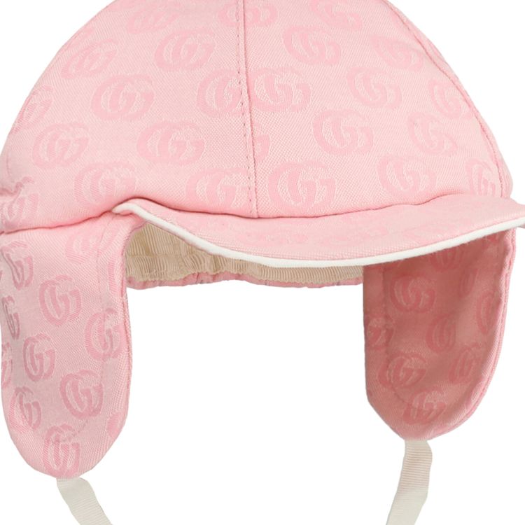 Gucci Kids Logo Hat With Ties Pink