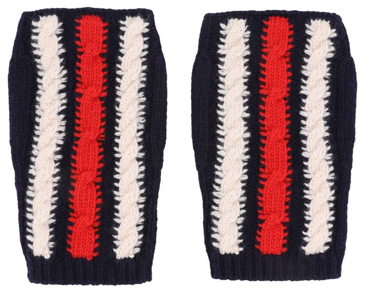 Gucci Knitted Fingerless Gloves Blue