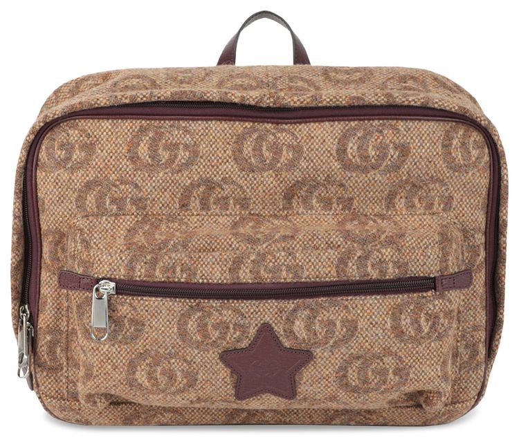 Gucci Kids Supreme Star Embroidered Backpack Brown