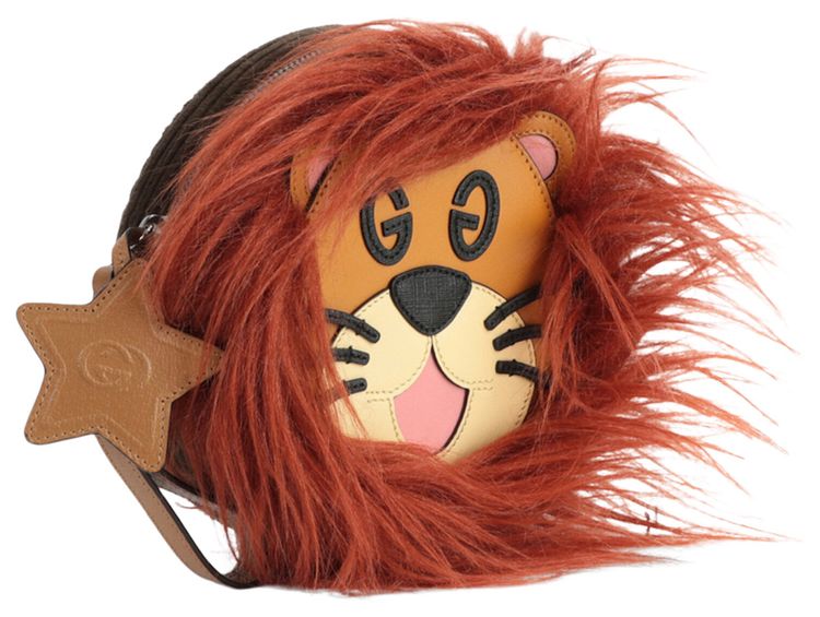 Gucci Kids Lions Pattern Corduroy Pouch Orange