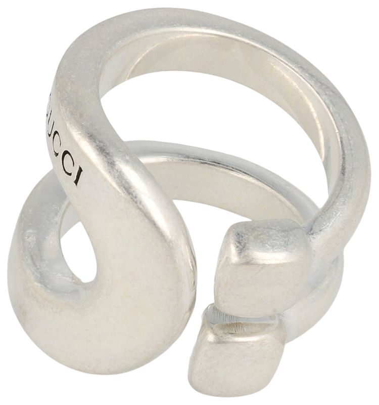 Gucci Stirrup Wrapped Horsebit Ring Silver