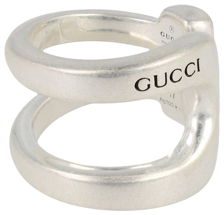 Gucci Stirrup Wrapped Horsebit Ring Silver