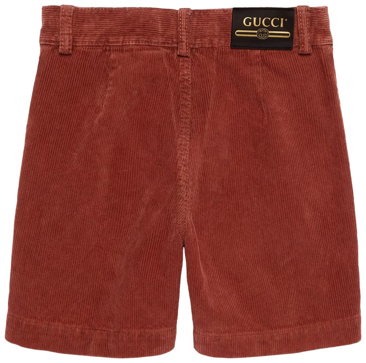 Gucci Kids Horsebit Corduroy Shorts Red
