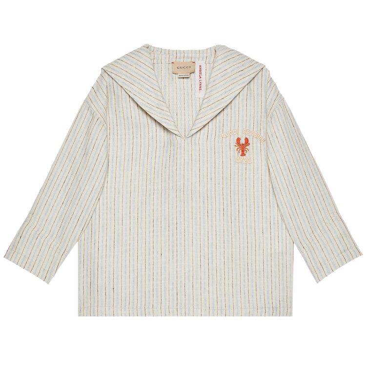 Gucci Kids Striped Linen Top White