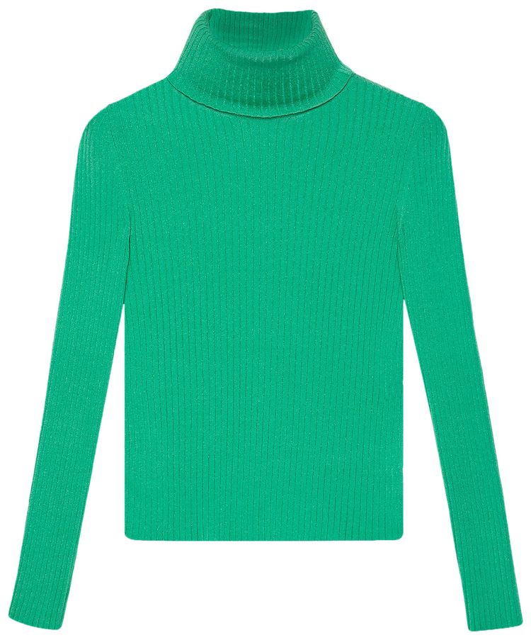 Gucci Ribbed Turtleneck Sweater Green