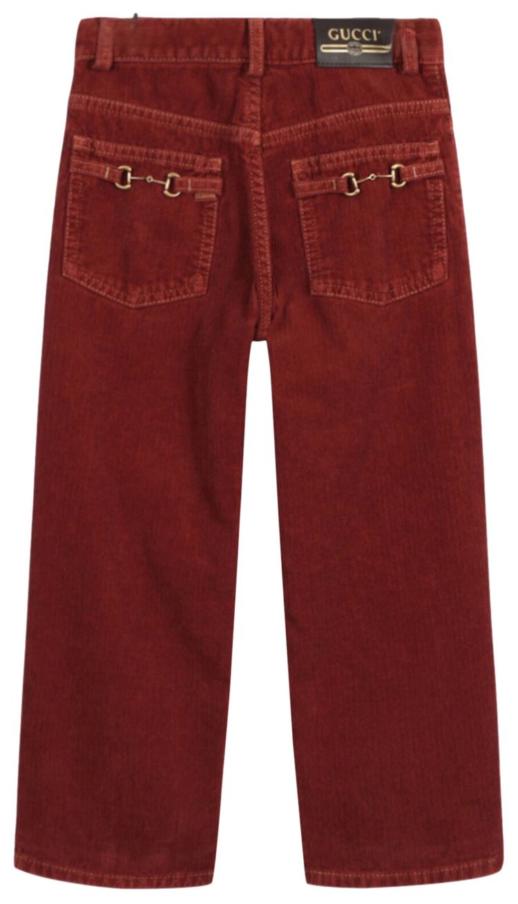 Gucci Kids Horsebit Corduroy Pants Red