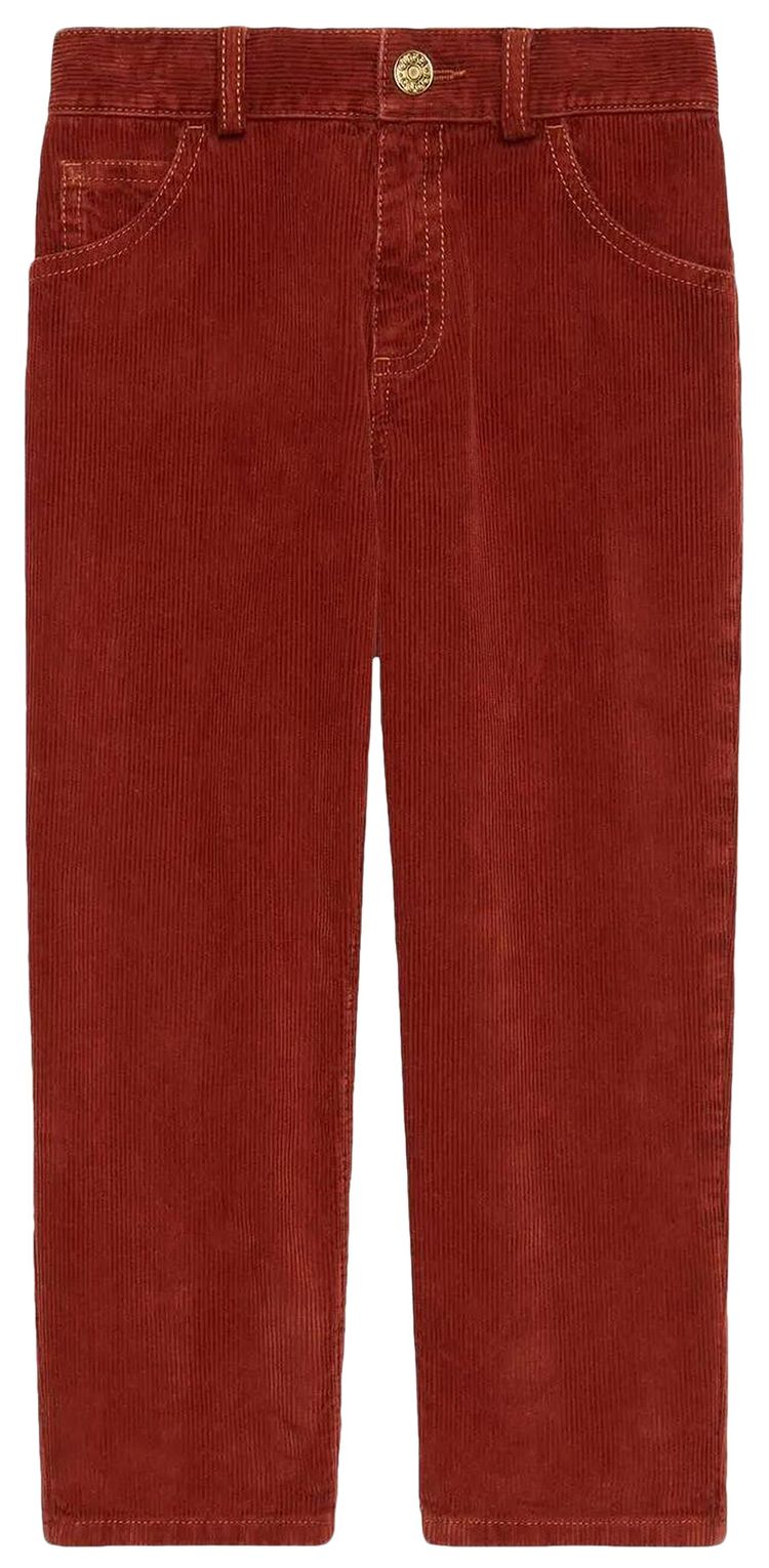 Gucci Kids Horsebit Corduroy Pants Red