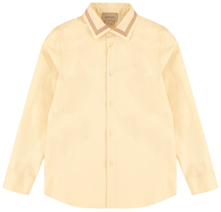 Gucci Kids Embroidered Button Down Shirt Cream