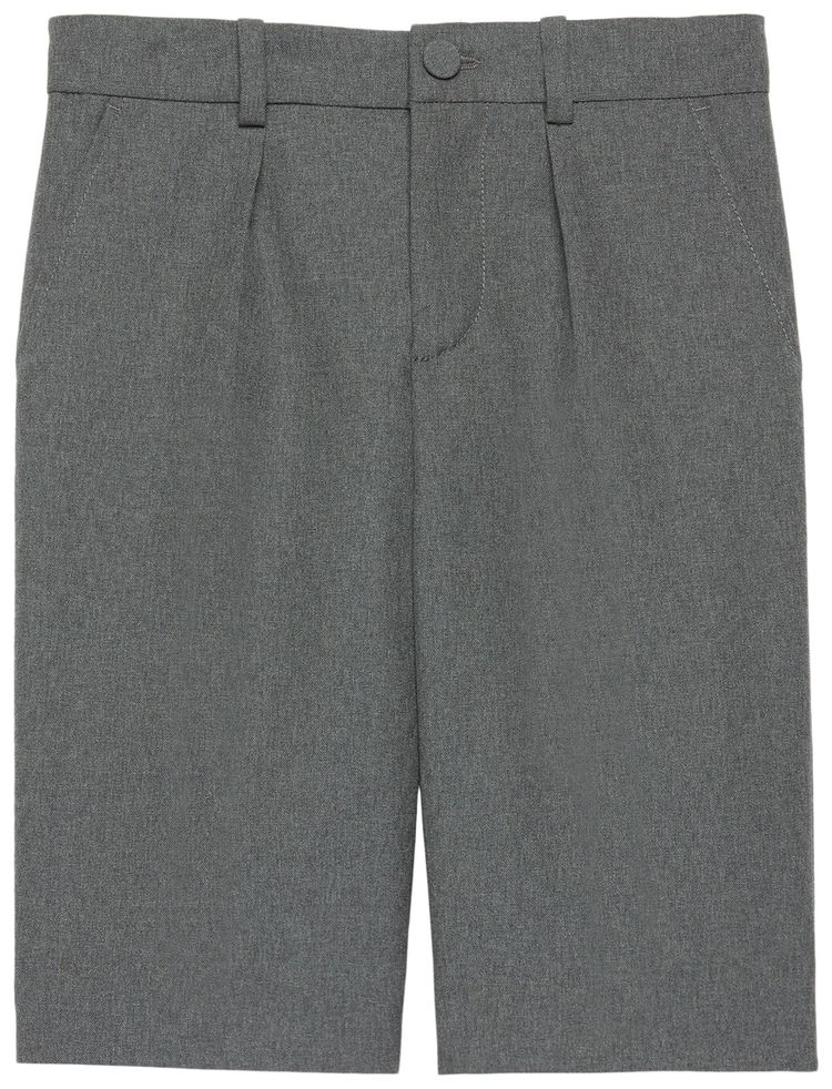 Gucci Kids Wool Pleated Shorts Grey
