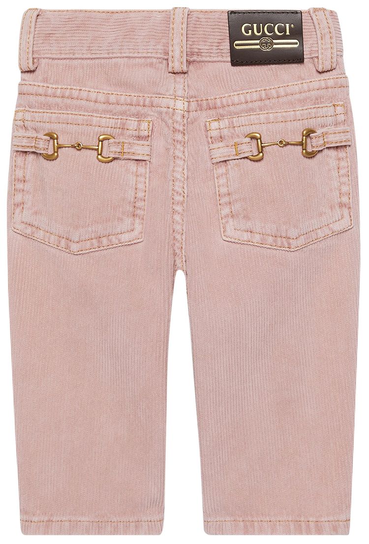 Gucci Kids Horsebit Corduroy Pants Light Red