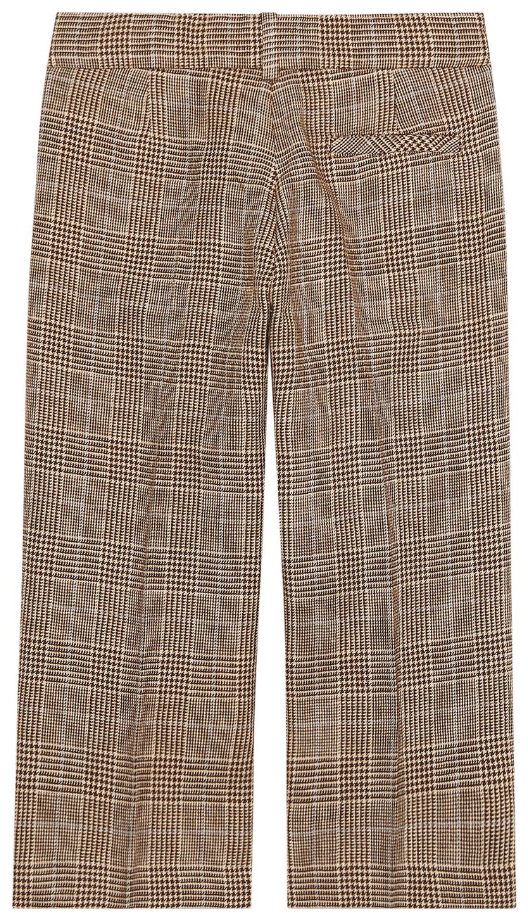 Gucci Kids Pleated Plaid Pants Brown