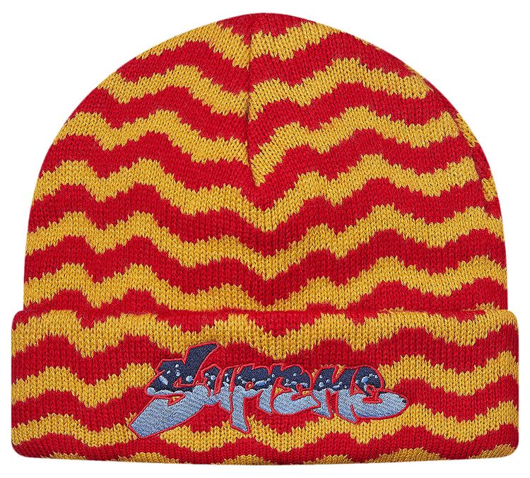 Supreme Zig Zag Stripe Beanie Red