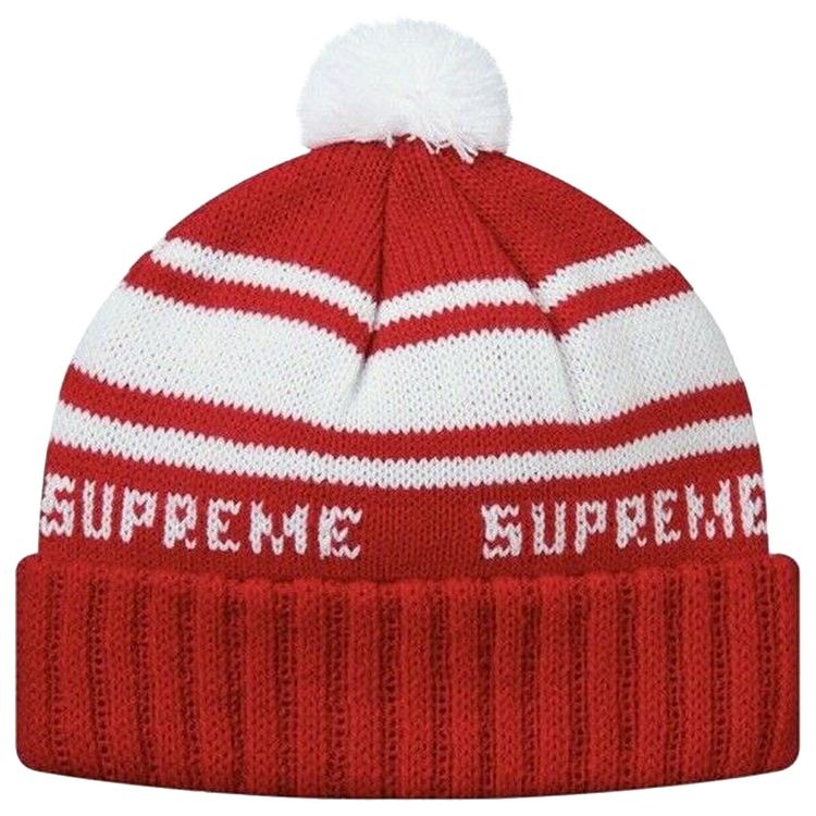 Supreme Classic Stripe Beanie Red