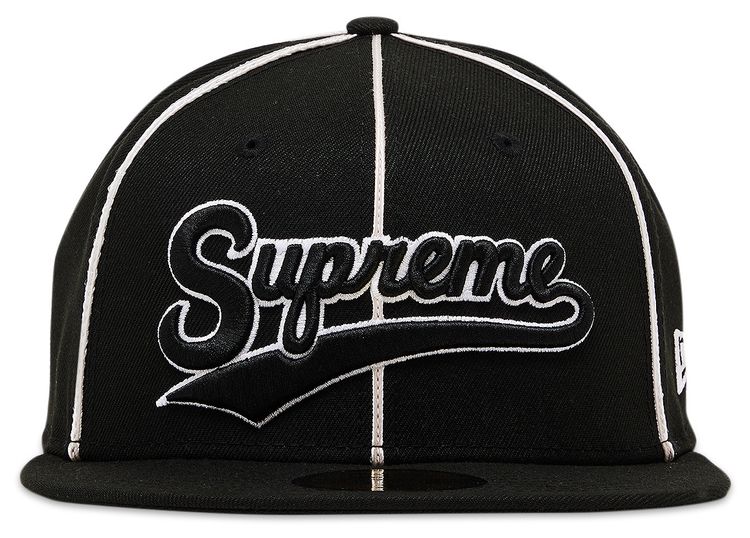 Supreme Piping Script Logo New Era Black