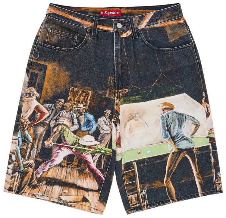 Supreme x Ernie Barnes Baggy Denim Short Pool Hall