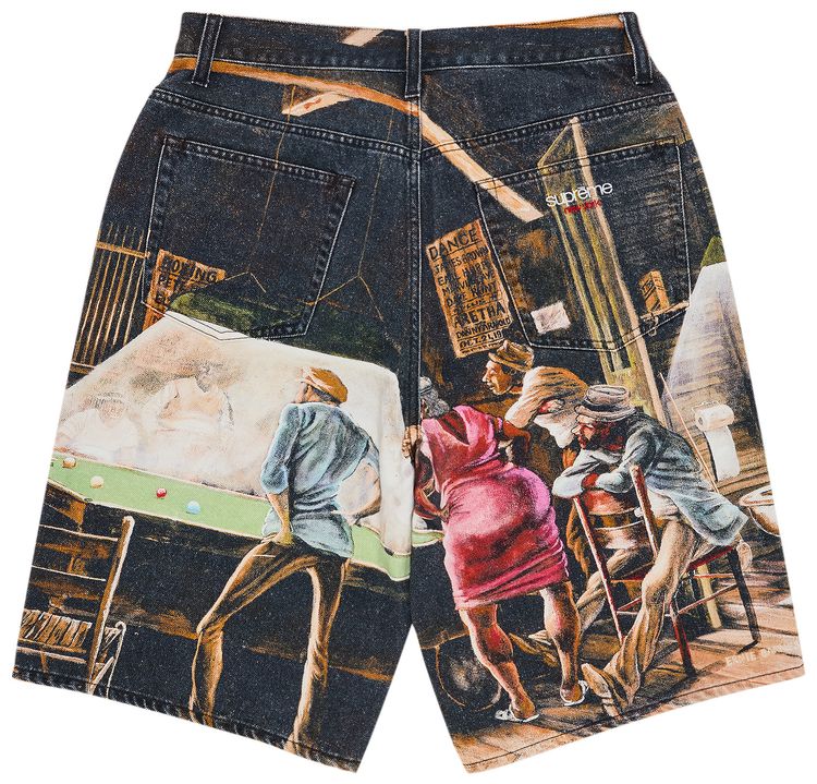 Supreme x Ernie Barnes Baggy Denim Short Pool Hall