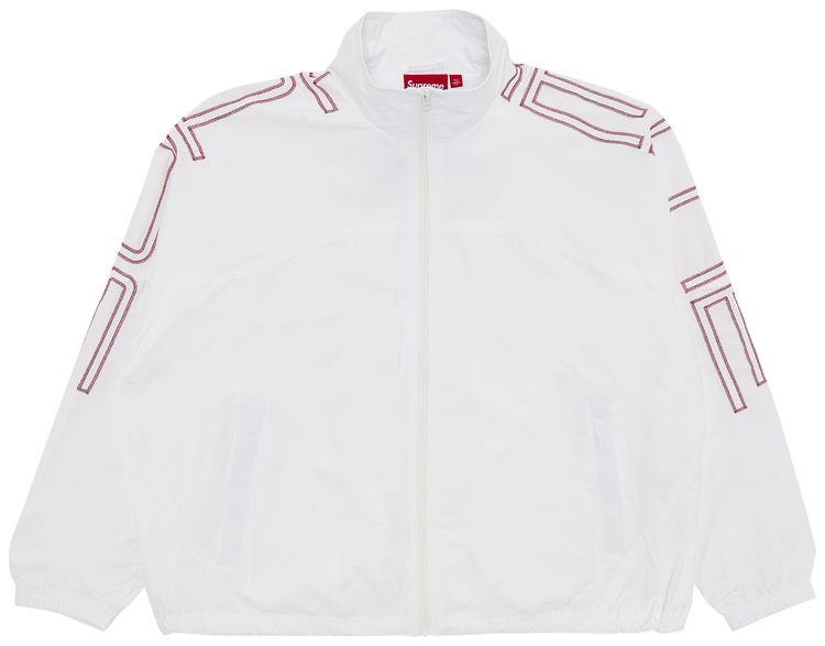 Supreme Spellout Embroidered Track Jacket White