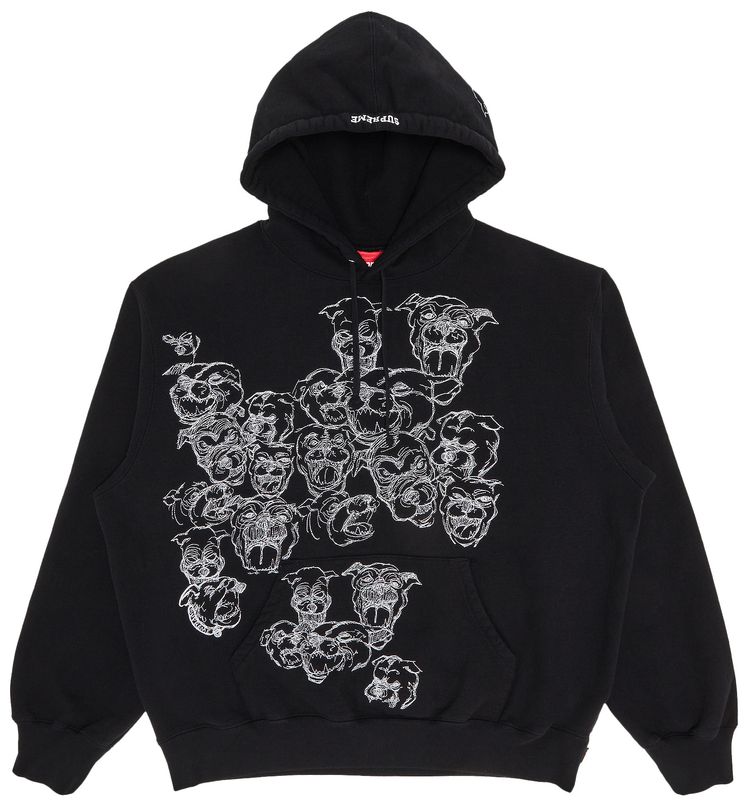 Supreme Pitbulls Embroidered Hooded Sweatshirt Black