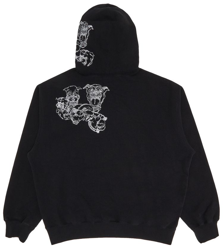 Supreme Pitbulls Embroidered Hooded Sweatshirt Black